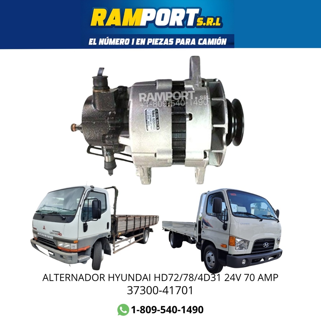 ALTERNADOR HYUNDAI HD72/78/4D31 24V 70 AMP 