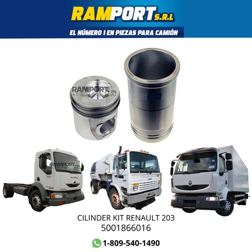[5001866016] CILINDER KIT RENAULT 203  NO ORING *