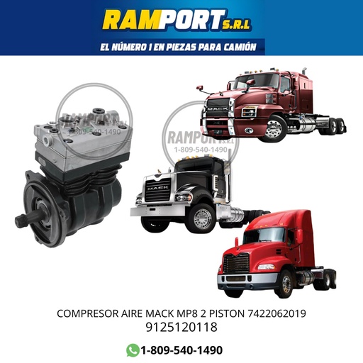 [9125120118] COMPRESOR AIRE MACK MP8 2 PISTON 7422062019 *