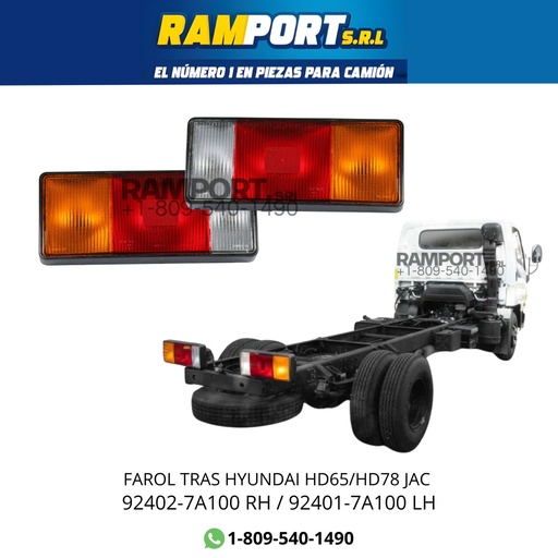 [92401-7A100] FAROL TRAS HYUNDAI HD65/HD78 JAC LH