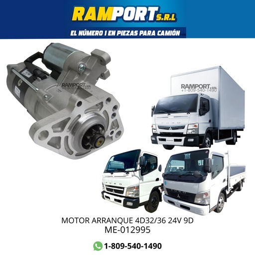 [ME-012995 NT] MOTOR ARRANQUE 4D32/36 24V 9D -4