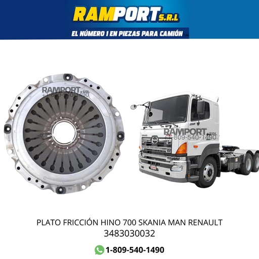 [3483030032] PLATO FRICCIÓN HINO 700 SCANIA MAN RENAULT *