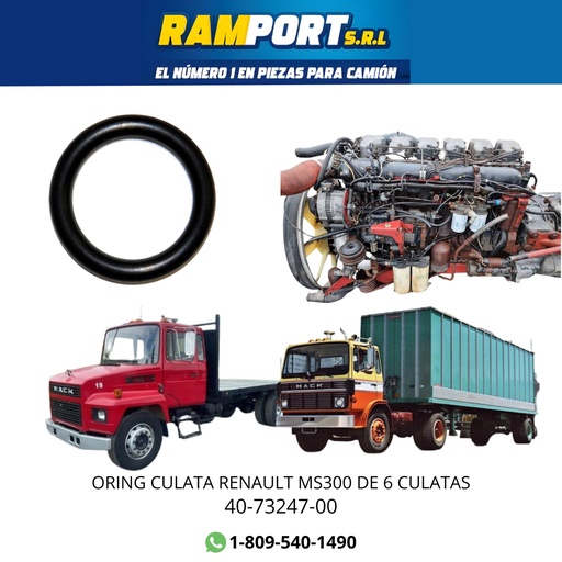 [40-73247-00] ORING CULATA RENAULT MS300 DE 6 CULATAS *