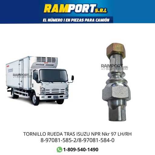 [8-97081-585-2] TORNILLO RUEDA TRAS ISUZU NPR Nkr 97 Lh -5